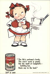 Campbell Kid with Campbell's Soup, 10¢ a can, 1912 Ad Postcard