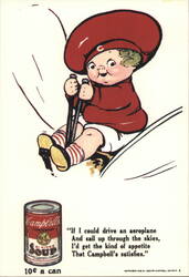 Campbell Kids Aeroplane Swing, 10¢ Soup Can Postcard