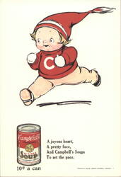 Campbell's Kid Running, Soup Can, 10¢ a Can Postcard