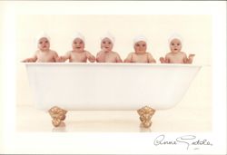 Five Babies in Bathtub with White Caps Postcard