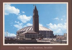 King Street Station & Kingdome, Seattle WA Postcard