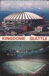 Kingdome Seattle, Exterior & Interior Football View Postcard