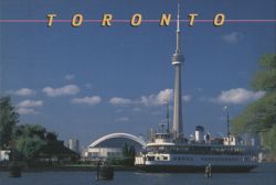 Toronto Waterfront, CN Tower, Ferry, Skydome Postcard