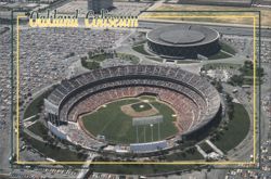 Oakland Coliseum Baseball Game Aerial View Postcard