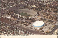 Los Angeles Coliseum & Sports Arena Aerial View Postcard