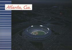 Atlanta Fulton County Stadium Opening Night Aerial View Postcard