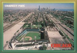 Comiskey Park, Chicago Skyline Aerial View Postcard