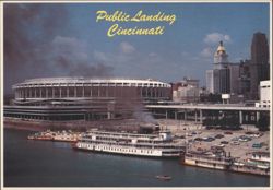 Public Landing Cincinnati, Riverfront Stadium & Delta Queen Postcard