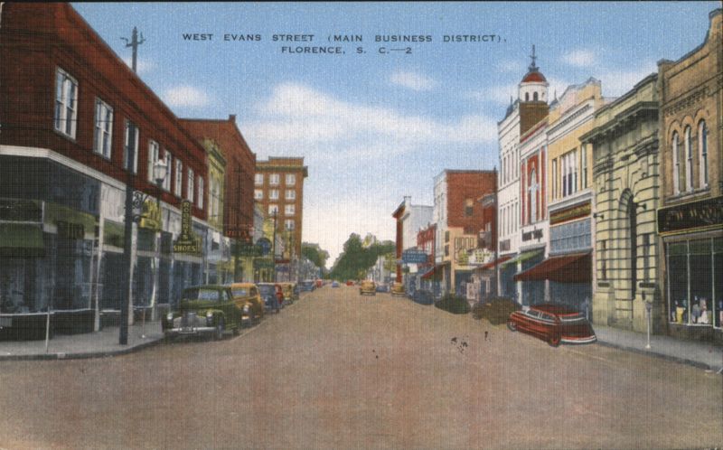 West Evans Street, Main Business District Florence South Carolina