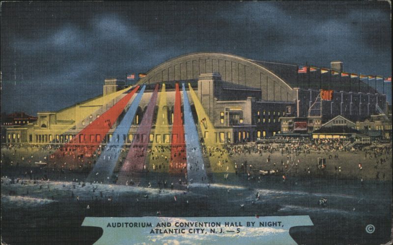 Auditorium and Convention Hall by Night, Atlantic City New Jersey