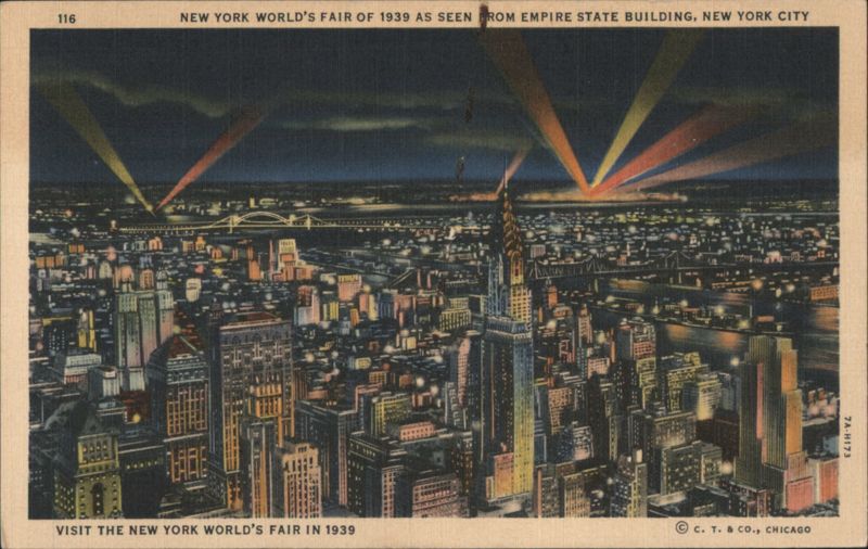 NEW YORK WORLD'S FAIR OF 1939 AS SEEN FROM EMPIRE STATE BUILDING