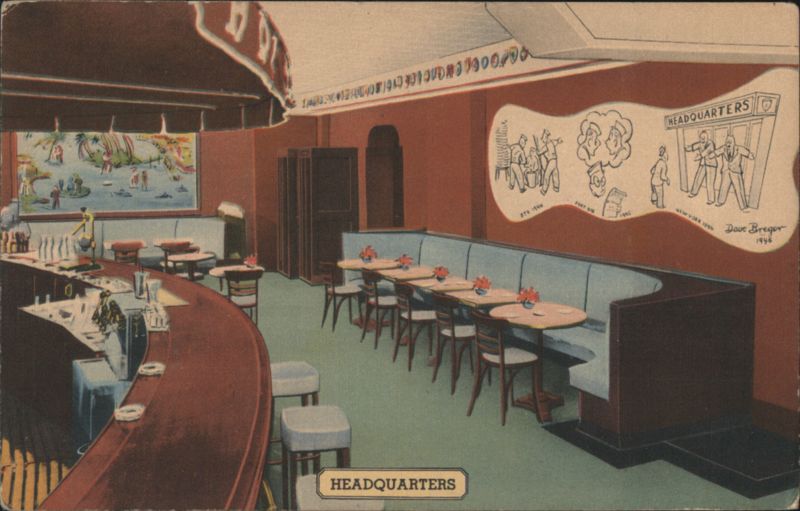 Headquarters Cocktail Lounge, Dave Breger Mural, NYC New York