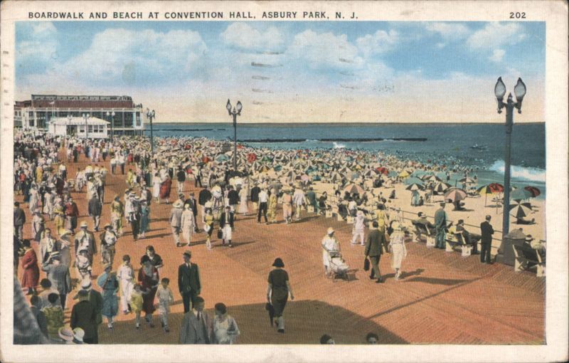 Boardwalk and Beach at Convention Hall, Asbury Park, NJ New Jersey
