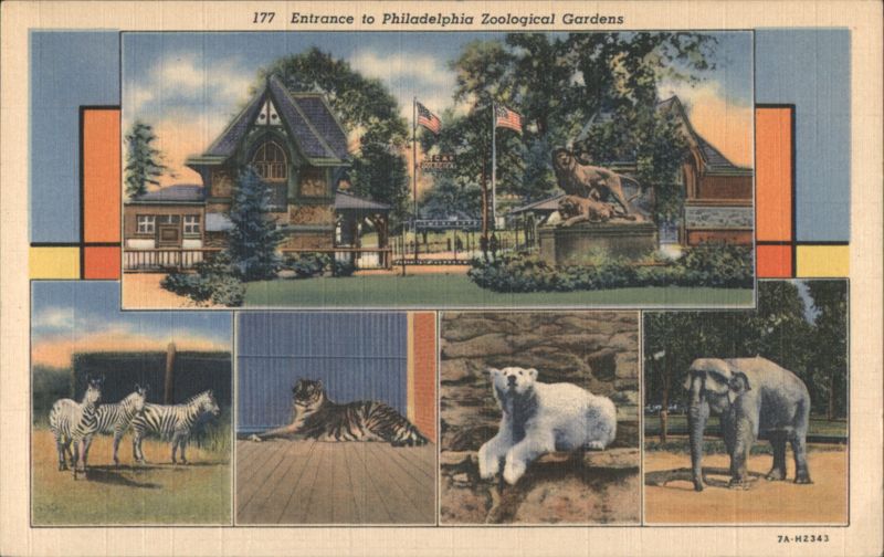 Entrance to Philadelphia Zoological Gardens, Animals Pennsylvania