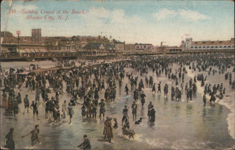 Sunday Crowd at the Beach, Atlantic City, N. J. New Jersey