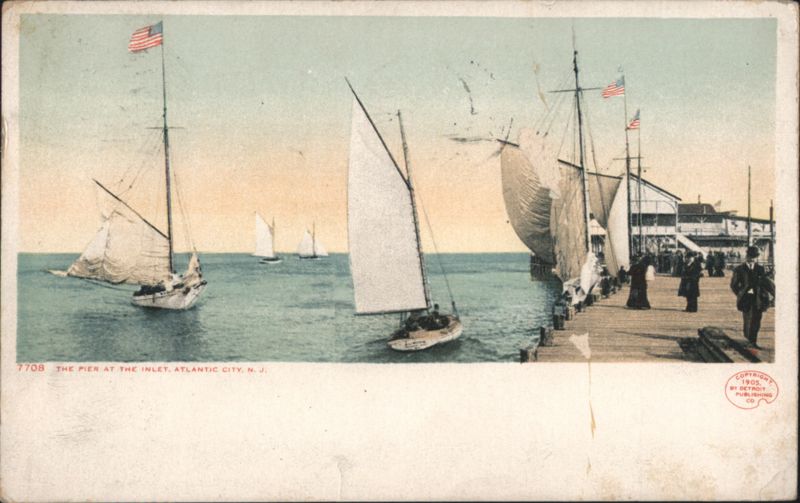 Pier at the Inlet with Sailboats Atlantic City New Jersey