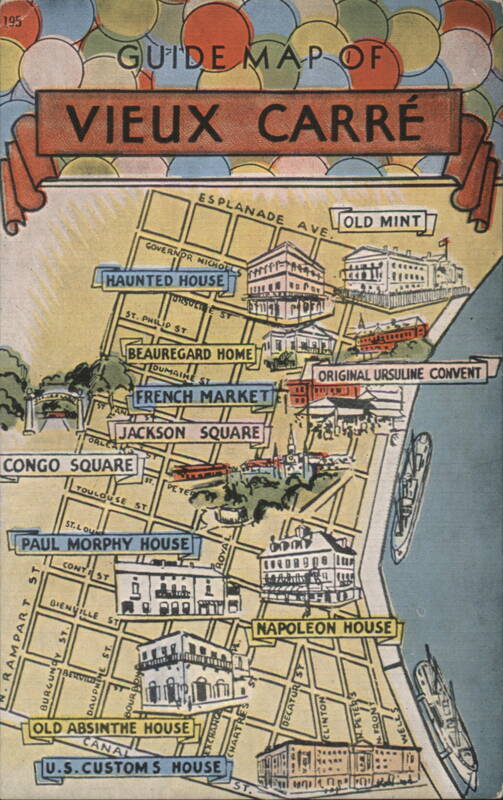 Guide Map of Vieux Carré, New Orleans Louisiana