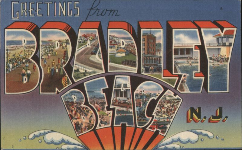 Greetings from Bradley Beach NJ Letter Views New Jersey