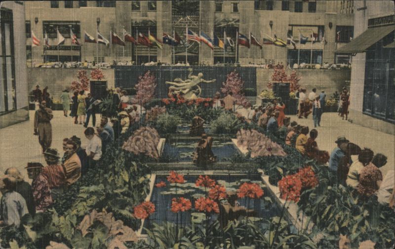 Channel Gardens, Rockefeller Center, Prometheus Fountain New York City
