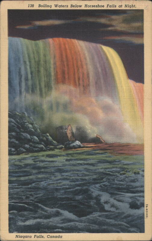 Boiling Waters Below Horseshoe Falls at Night, Niagara Falls Canada