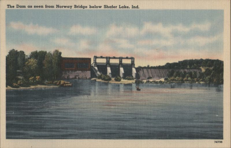 The Dam from Norway Bridge below Shafer Lake, IN Indiana