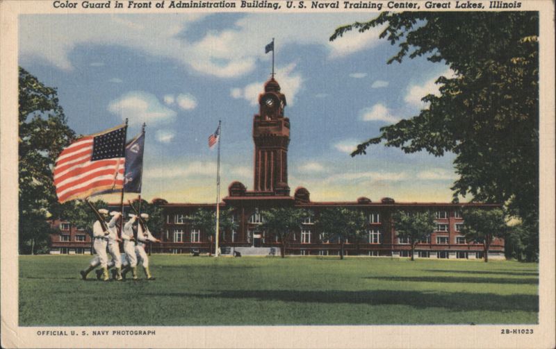 Color Guard, Administration Building, Naval Training Center Great Lakes Illinois