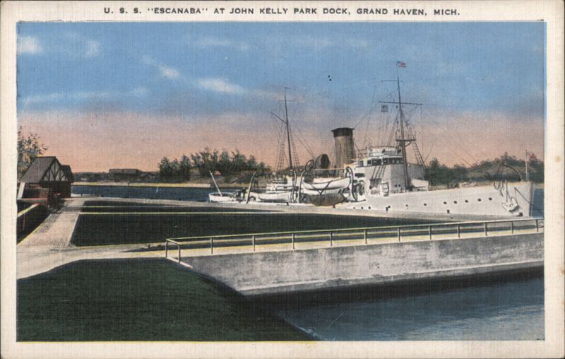 U. S. S. 'ESCANABA' at John Kelly Park Dock, Grand Haven Michigan