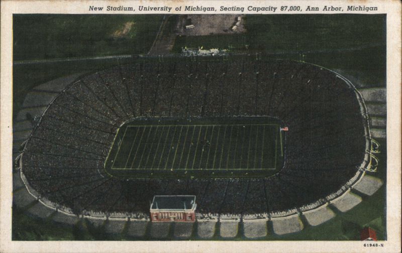 New Stadium, University of Michigan, Seating Capacity 87,000 Ann Arbor