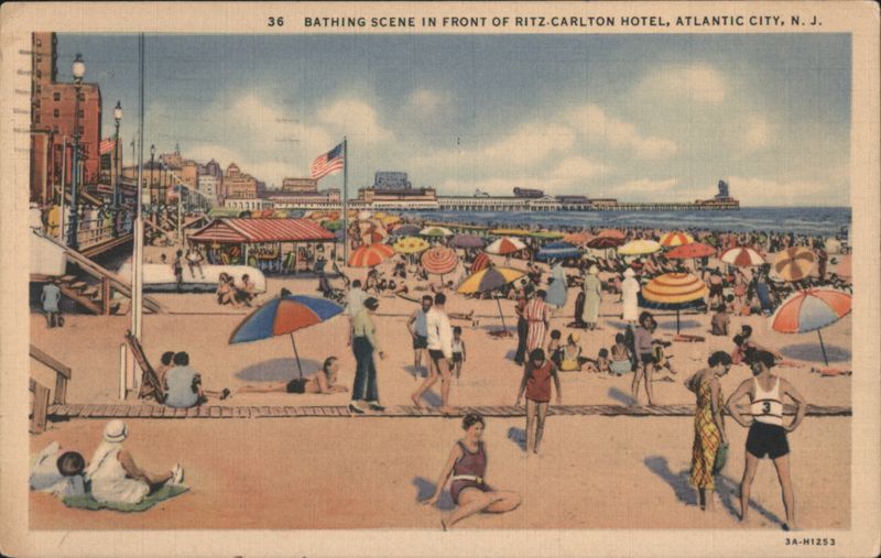Bathing Scene in front of Ritz-Carlton Hotel, Atlantic City, NJ New Jersey
