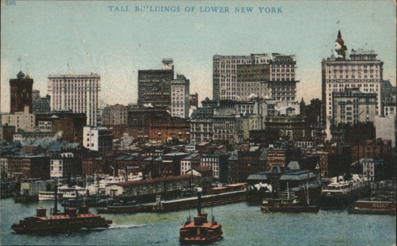 Tall Buildings of Lower New York City Skyline, Boats