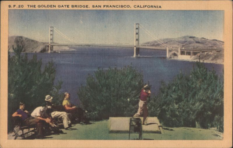 Golfer at Golden Gate Bridge, San Francisco, CA California