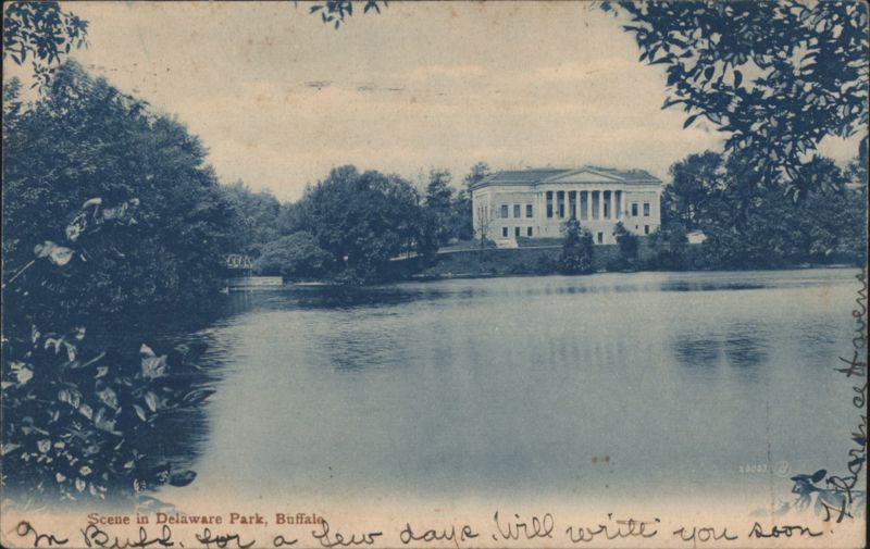 Delaware Park, Buffalo - Classical Building by Lake New York
