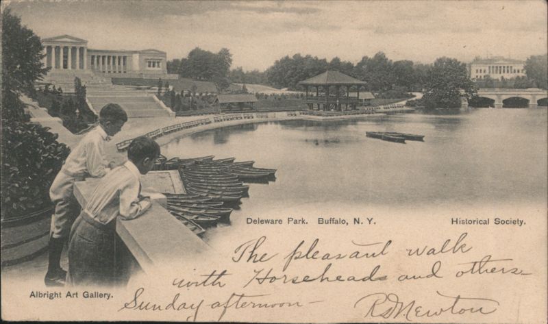 Delaware Park, Buffalo, NY - Albright Art Gallery, Lake New York