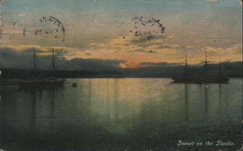 Sunset on the Pacific with Sailboats Time of Day