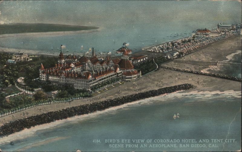 Coronado Hotel & Tent City, San Diego, CA - Aeroplane View California