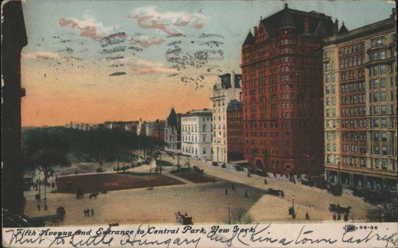 Fifth Avenue and Entrance to Central Park, New York