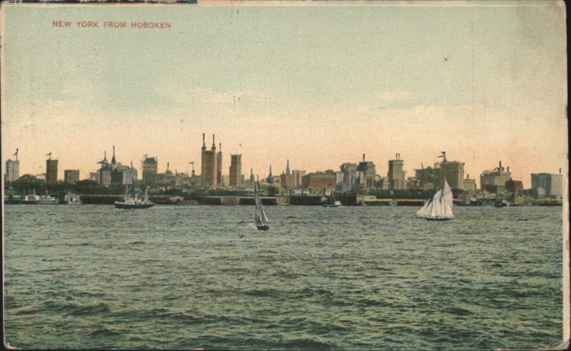 New York City Skyline from Hoboken with Sailboats