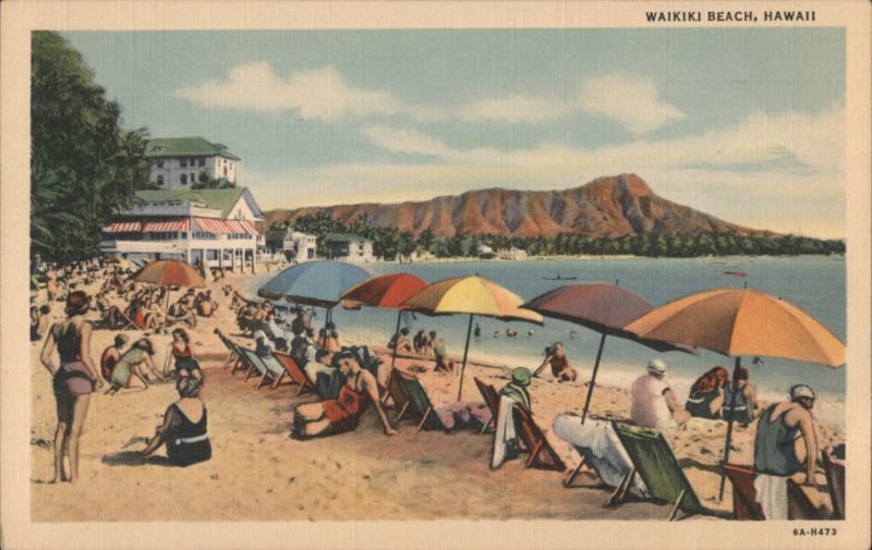 Waikiki Beach, Diamond Head in Background Hawaii