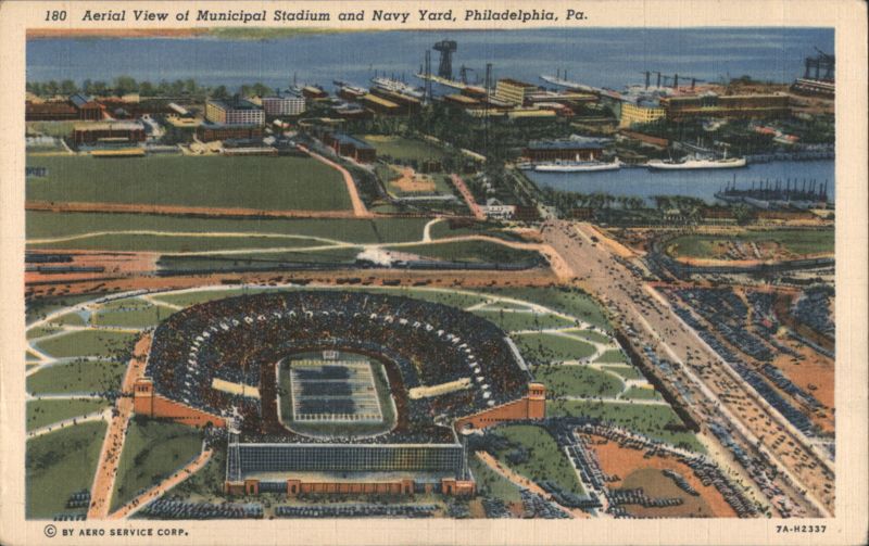 Aerial View of Municipal Stadium & Navy Yard, Philadelphia Pennsylvania