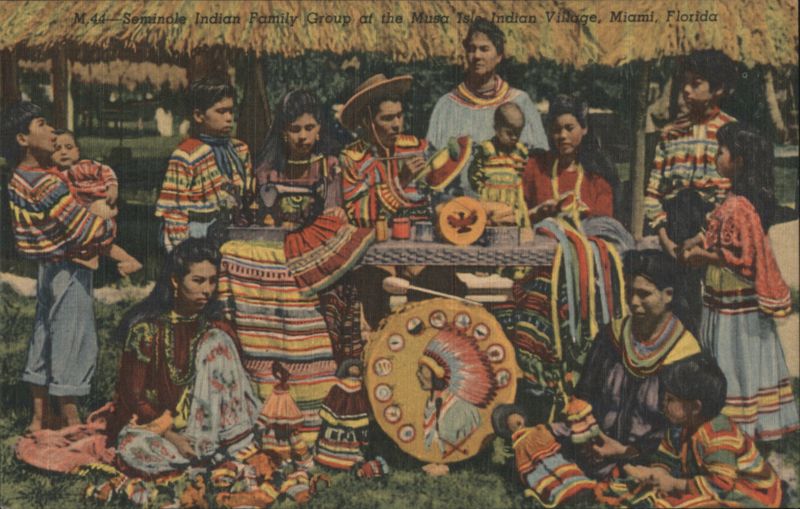 Seminole Indian Family Group, Musa Isle Indian Village Miami Florida