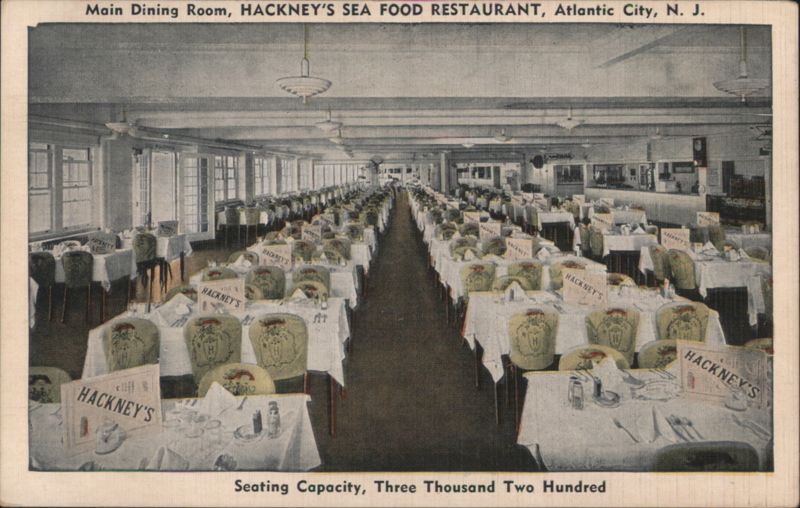 Hackney's World's Largest Sea Food Restaurant Main Dining Room Atlantic City New Jersey