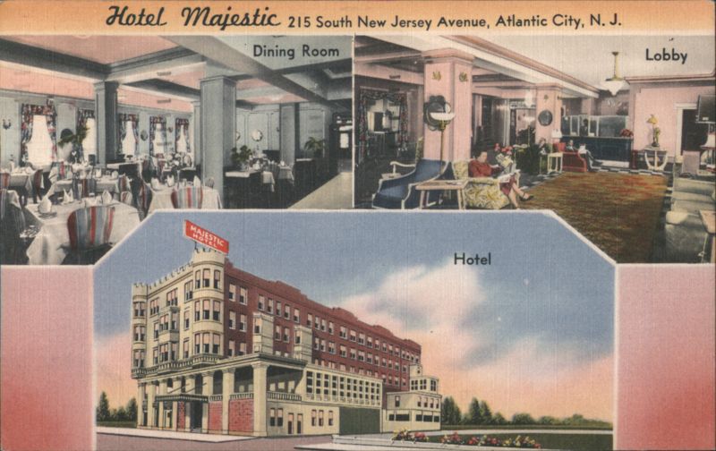 Hotel Majestic, Dining Room, Lobby, Atlantic City, NJ New Jersey