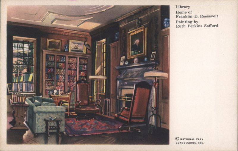 Library, Home of Franklin D. Roosevelt, Painting Ruth Perkins Safford