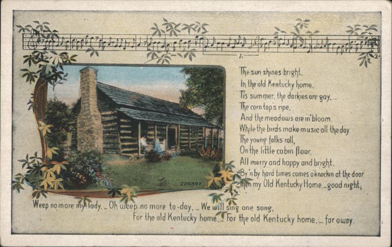 My Old Kentucky Home Song, Log Cabin, Music Score Songs & Lyrics