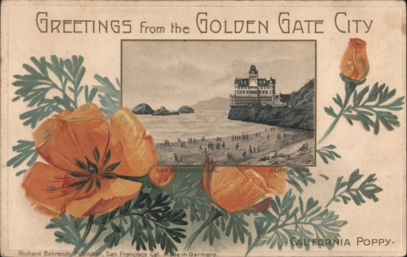 Golden Gate City, Cliff House, California Poppy San Francisco