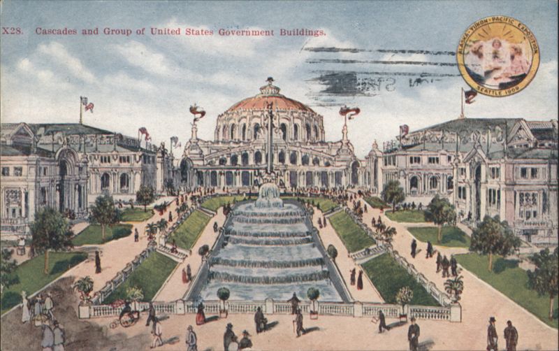 Cascades & US Government Buildings, Alaska-Yukon-Pacific Exposition Seattle Washington
