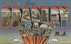 Greetings from Bradley Beach NJ - Beach & Boardwalk Scenes Postcard