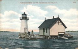 Lighthouse & Building, Thousand Islands, NY Postcard