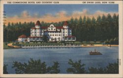 The Commodore Hotel & Country Club on Swan Lake, NY Postcard