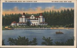 The Commodore Hotel & Country Club on Swan Lake, NY Postcard